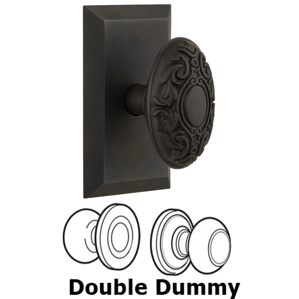 Nostalgic Warehouse Double Dummy Studio Plate with Victorian Knob in Oil Rubbed Bronze