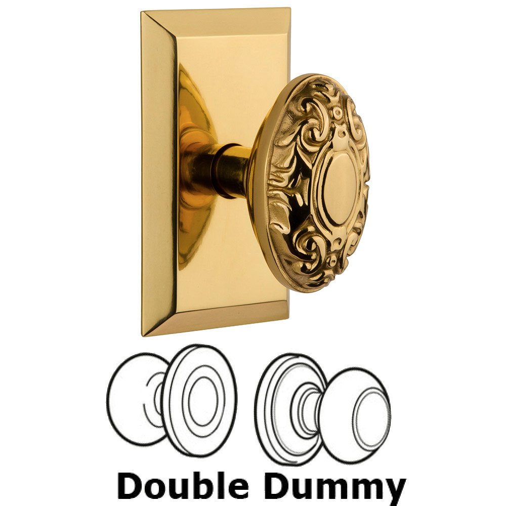 Nostalgic Warehouse Double Dummy Studio Plate with Victorian Knob in Polished Brass