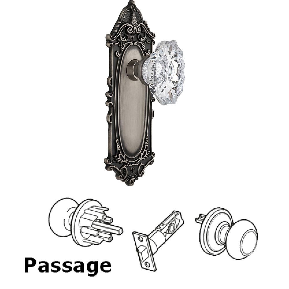 Nostalgic Warehouse Passage Victorian Plate with Chateau Door Knob in Antique Pewter