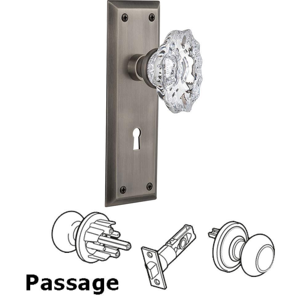 Nostalgic Warehouse Passage New York Plate with Keyhole and Chateau Door Knob in Antique Pewter