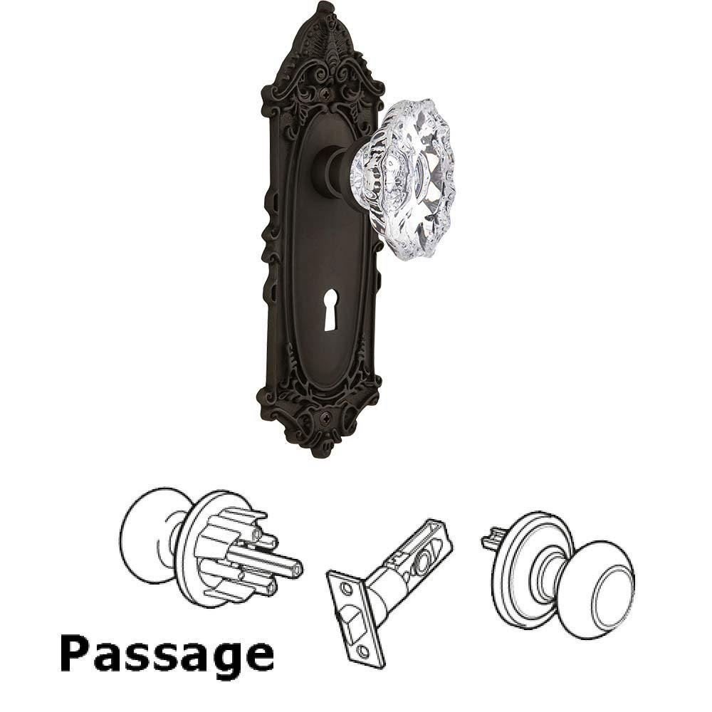 Nostalgic Warehouse Passage Victorian Plate with Keyhole and Chateau Door Knob in Oil-Rubbed Bronze