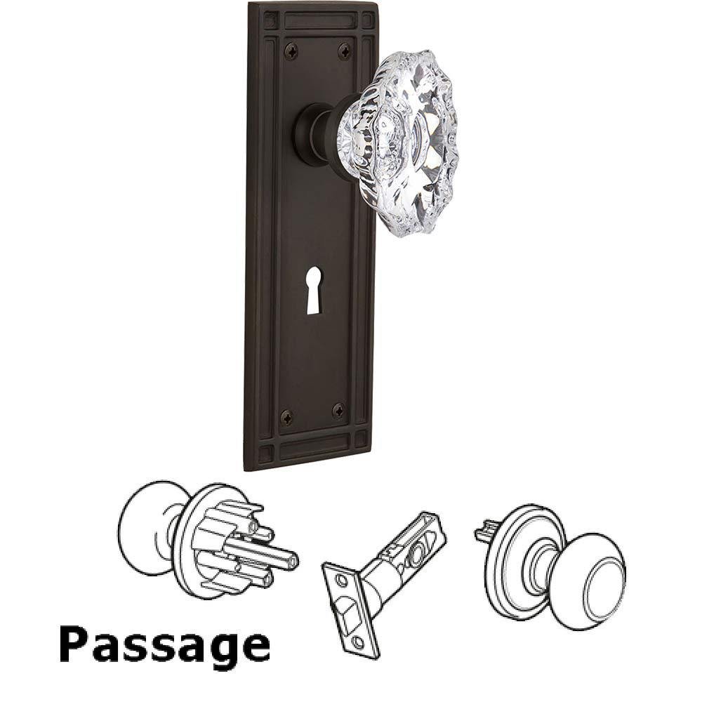 Nostalgic Warehouse Full Passage Set With Keyhole - Mission Plate with Chateau Crystal Knob in Oil Rubbed Bronze