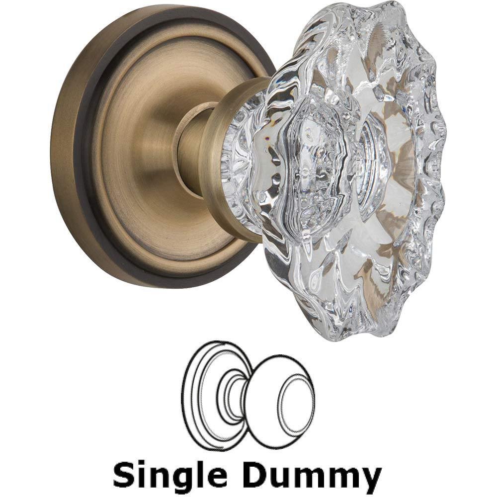 Nostalgic Warehouse Single Dummy Classic Rosette with Chateau Crystal Knob in Antique Brass
