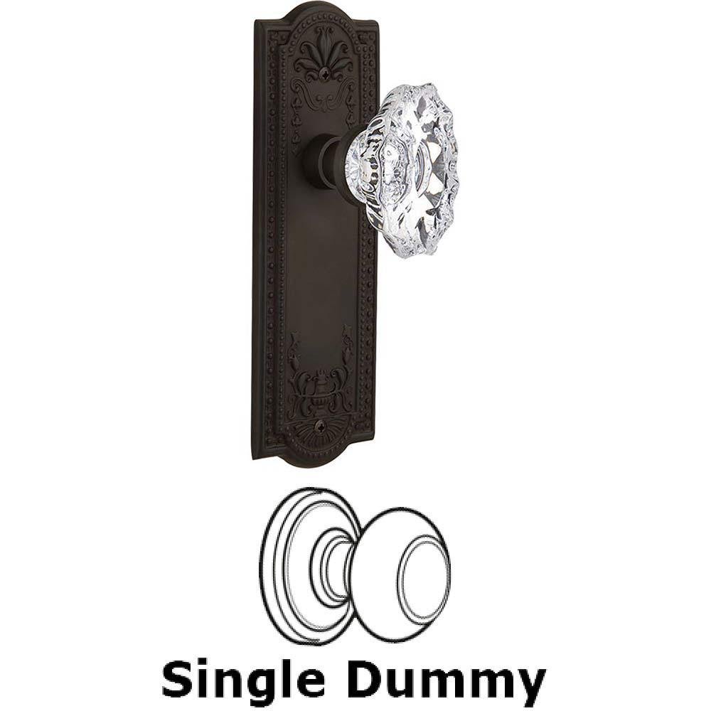 Nostalgic Warehouse Single Dummy Knob Without Keyhole - Meadows Plate with Chateau Crystal Knob in Oil Rubbed Bronze