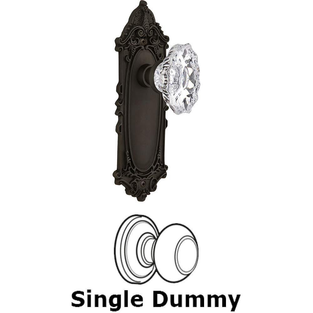 Nostalgic Warehouse Single Dummy Knob Without Keyhole - Victorian Plate with Chateau Crystal Knob in Oil Rubbed Bronze