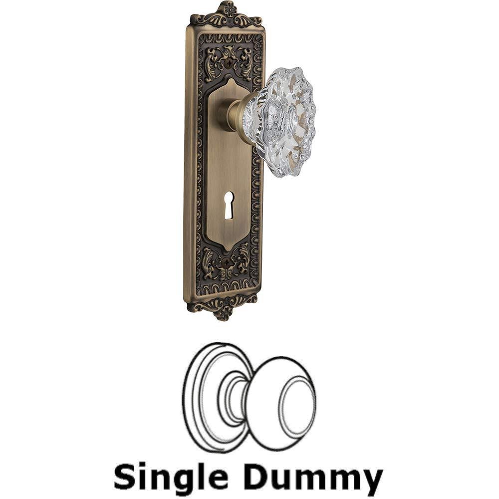 Nostalgic Warehouse Single Dummy Knob With Keyhole - Egg & Dart Plate with Chateau Crystal Knob in Antique Brass
