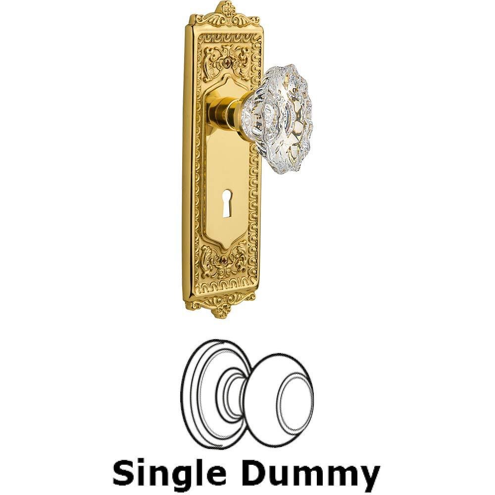 Nostalgic Warehouse Single Dummy Knob With Keyhole - Egg & Dart Plate with Chateau Crystal Knob in Unlacquered Brass