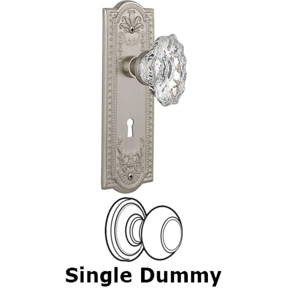 Nostalgic Warehouse Single Dummy Knob With Keyhole - Meadows Plate with Chateau Crystal Knob in Satin Nickel