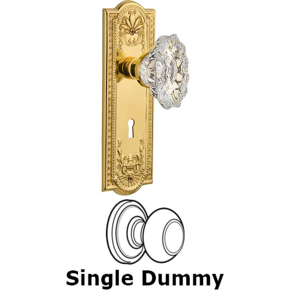 Nostalgic Warehouse Single Dummy Knob With Keyhole - Meadows Plate with Chateau Crystal Knob in Unlacquered Brass