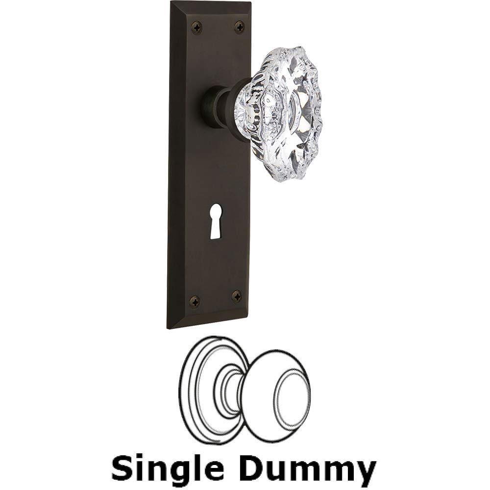 Nostalgic Warehouse Single Dummy Knob With Keyhole - New York Plate with Chateau Crystal Knob in Oil Rubbed Bronze
