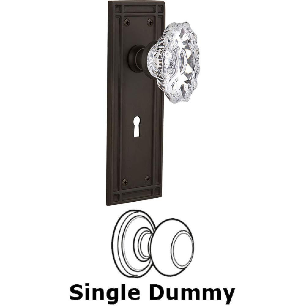 Nostalgic Warehouse Single Dummy Knob With Keyhole - Mission Plate with Chateau Crystal Knob in Oil Rubbed Bronze