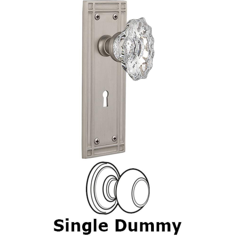 Nostalgic Warehouse Single Dummy Knob With Keyhole - Mission Plate with Chateau Crystal Knob in Satin Nickel