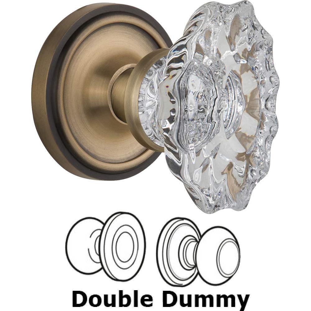 Nostalgic Warehouse Double Dummy Classic Rosette with Chateau Crystal Knob in Antique Brass