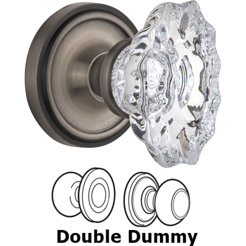 Nostalgic Warehouse Double Dummy Classic Rosette with Chateau Crystal Knob in Antique Pewter