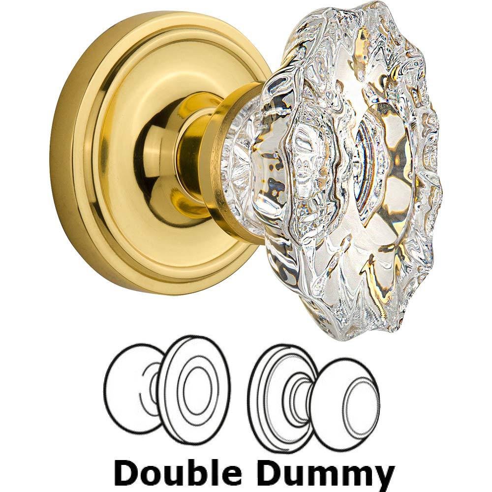 Nostalgic Warehouse Double Dummy Classic Rosette with Chateau Crystal Knob in Polished Brass