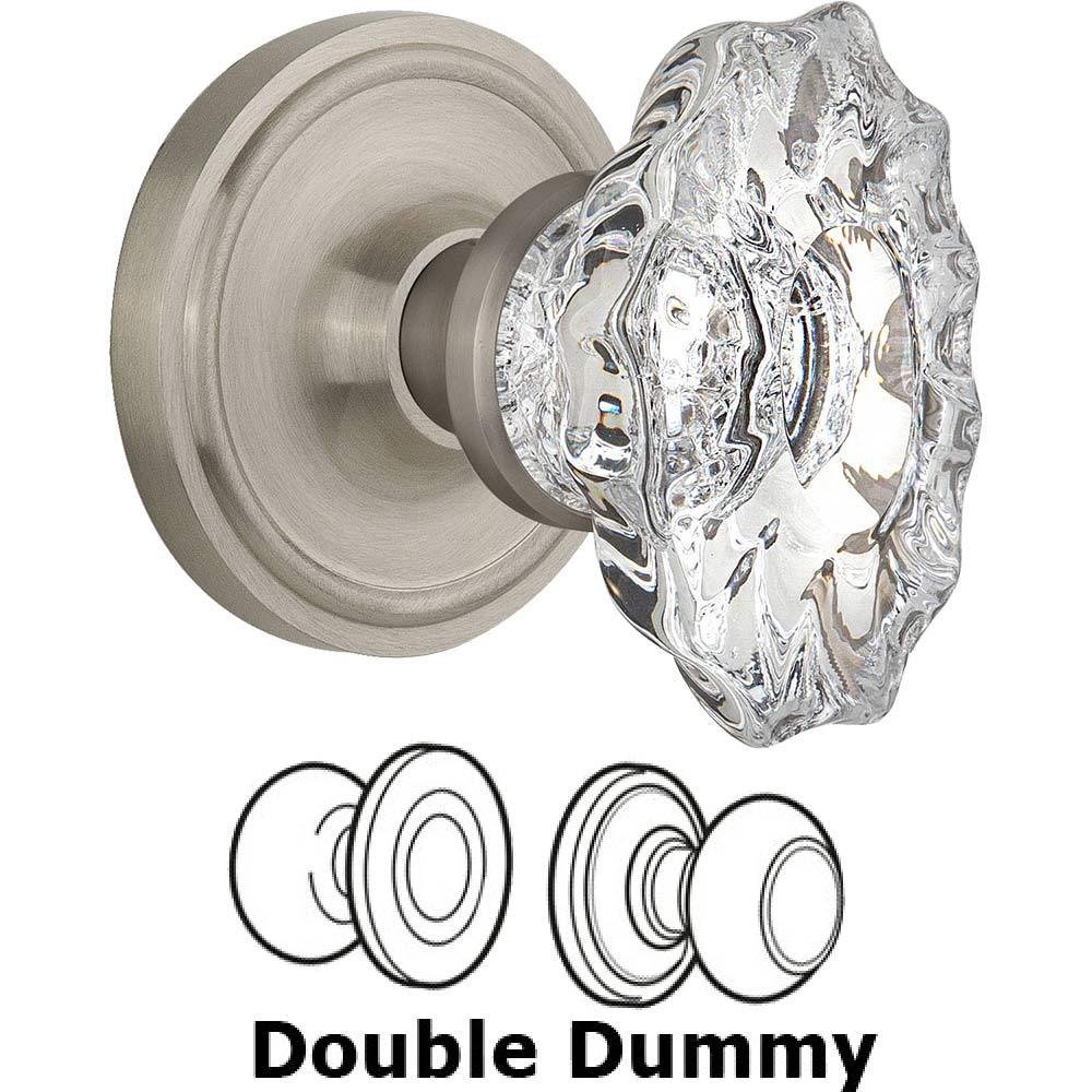 Nostalgic Warehouse Double Dummy Classic Rosette with Chateau Crystal Knob in Satin Nickel