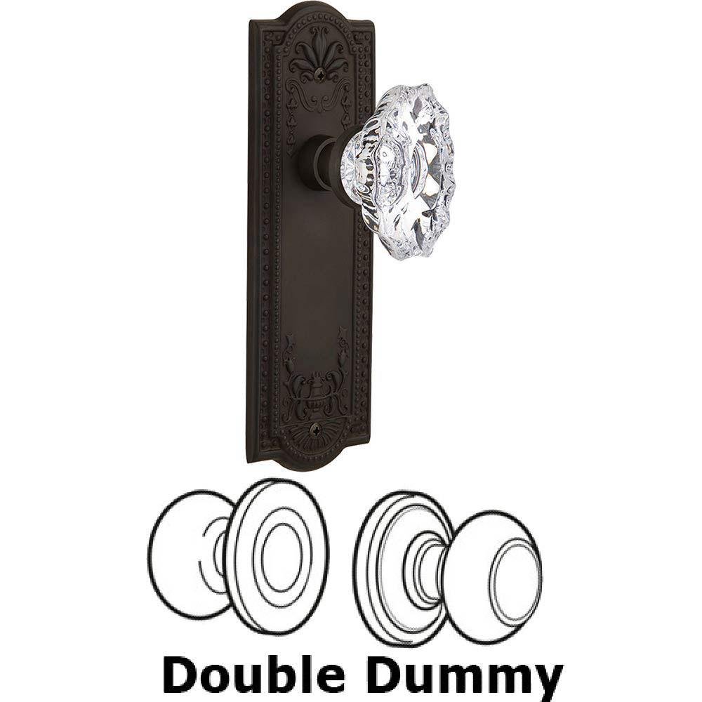 Nostalgic Warehouse Double Dummy Set Without Keyhole - Meadows Plate with Chateau Crystal Knob in Oil Rubbed Bronze