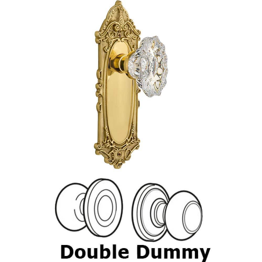 Nostalgic Warehouse Double Dummy Set Without Keyhole - Victorian Plate with Chateau Crystal Knob in Polished Brass