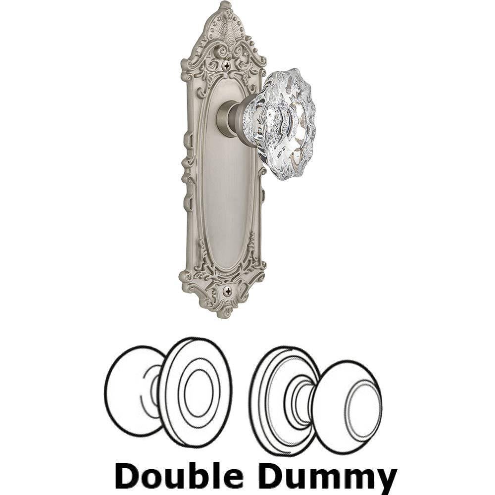 Nostalgic Warehouse Double Dummy Set Without Keyhole - Victorian Plate with Chateau Crystal Knob in Satin Nickel