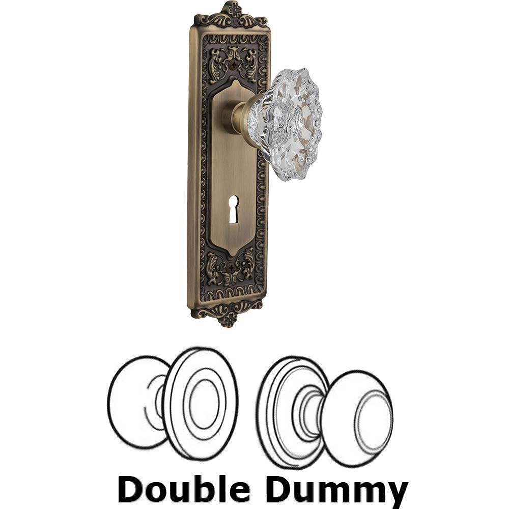 Nostalgic Warehouse Double Dummy Set With Keyhole - Egg & Dart Plate with Chateau Crystal Knob in Antique Brass