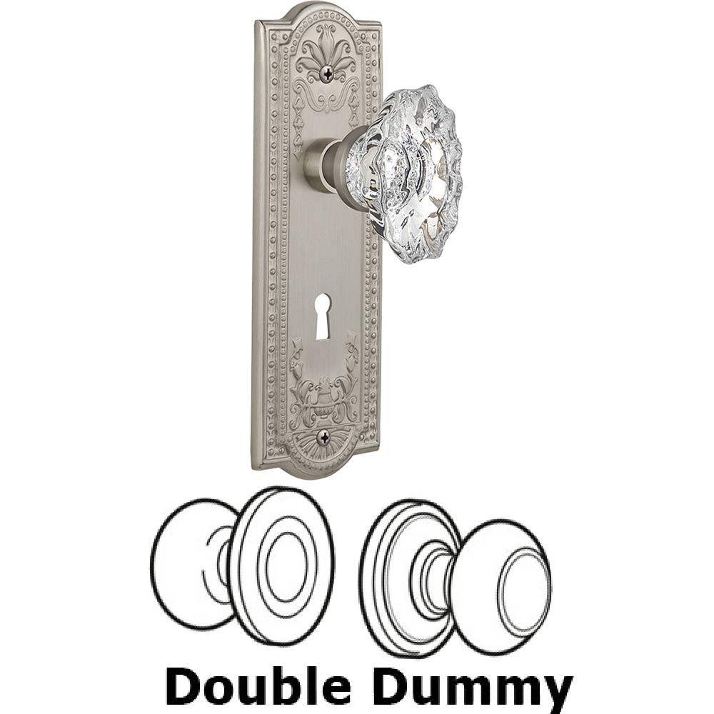 Nostalgic Warehouse Double Dummy Set With Keyhole - Meadows Plate with Chateau Crystal Knob in Satin Nickel