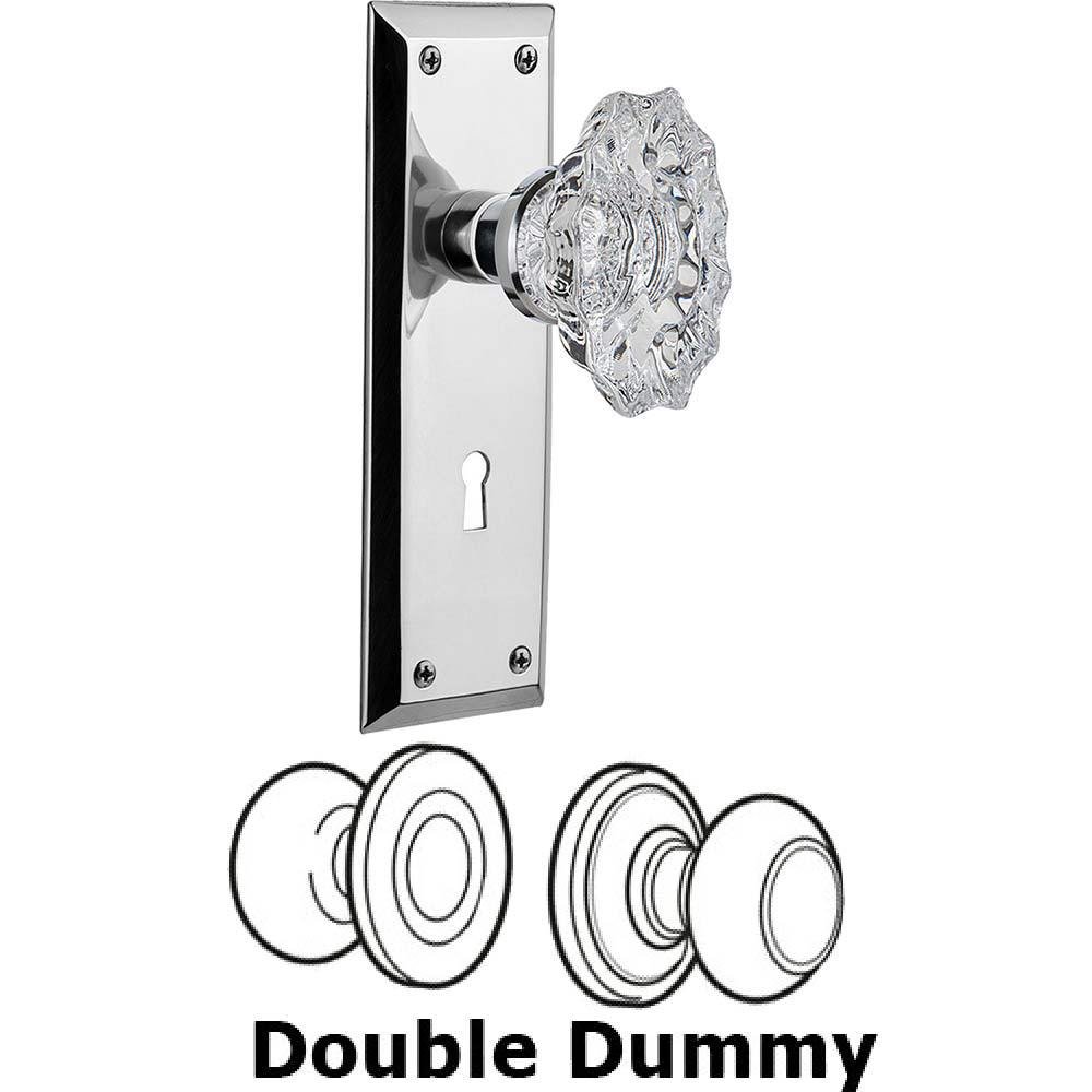 Nostalgic Warehouse Double Dummy Set With Keyhole - New York Plate with Chateau Crystal Knob in Bright Chrome