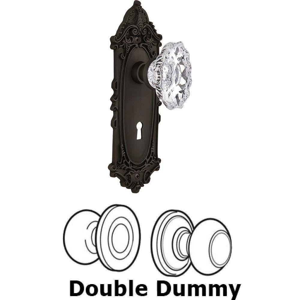 Nostalgic Warehouse Double Dummy Set With Keyhole - Victorian Plate with Chateau Crystal Knob in Oil Rubbed Bronze