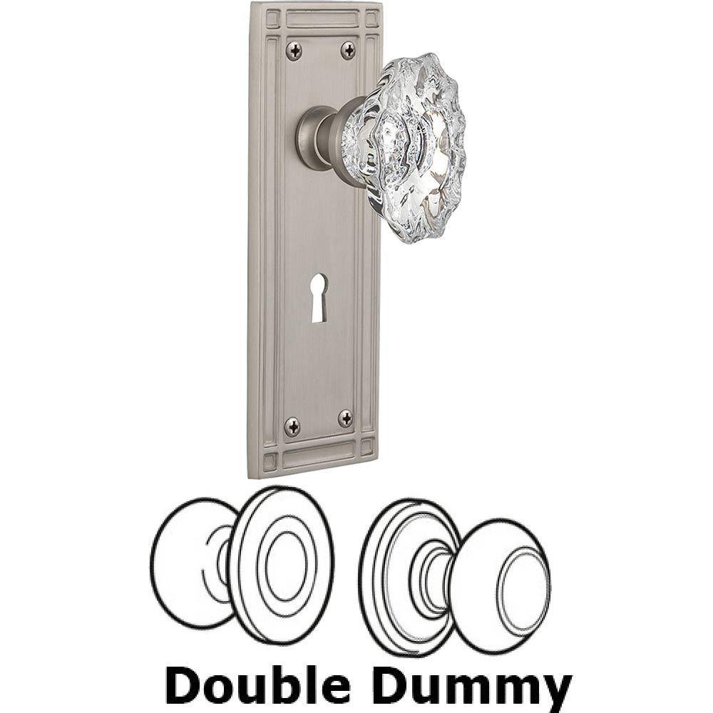 Nostalgic Warehouse Double Dummy Set With Keyhole - Mission Plate with Chateau Crystal Knob in Satin Nickel