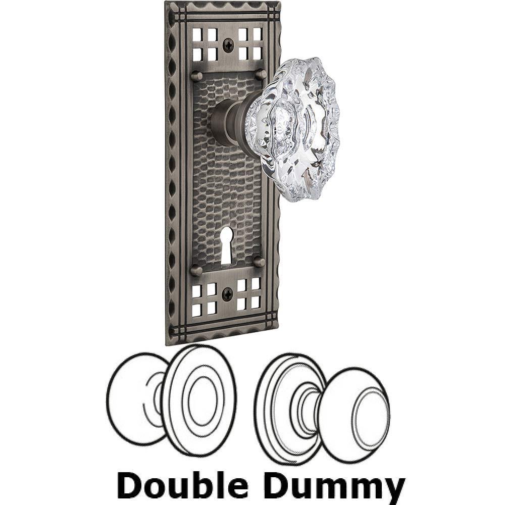 Nostalgic Warehouse Double Dummy Set With Keyhole - Craftsman Plate with Chateau Crystal Knob in Antique Pewter