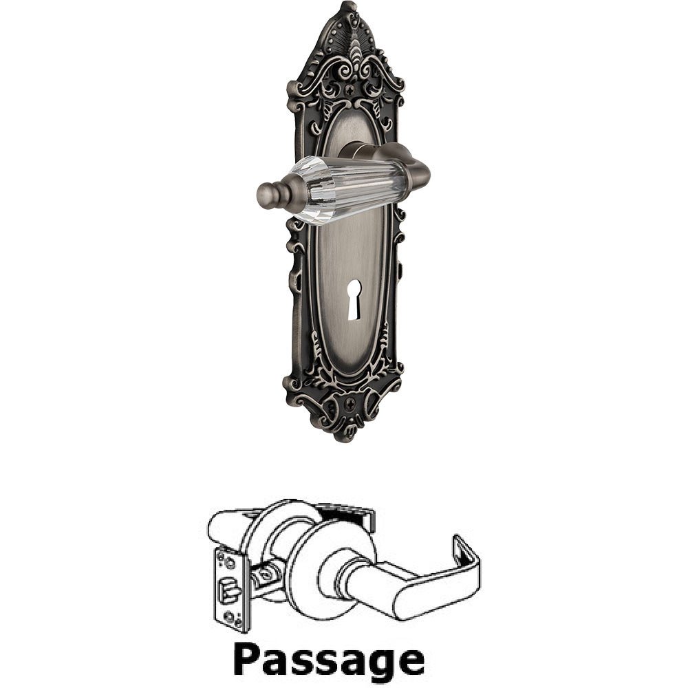 Nostalgic Warehouse Full Passage Set With Keyhole - Victorian Plate with Parlor Crystal Lever in Antique Pewter