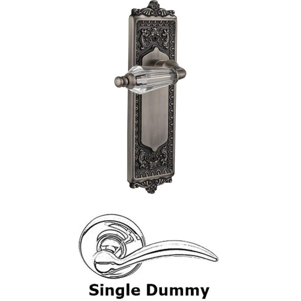 Nostalgic Warehouse Single Dummy Lever Without Keyhole - Egg & Dart Plate with Parlour Crystal Lever in Antique Pewter