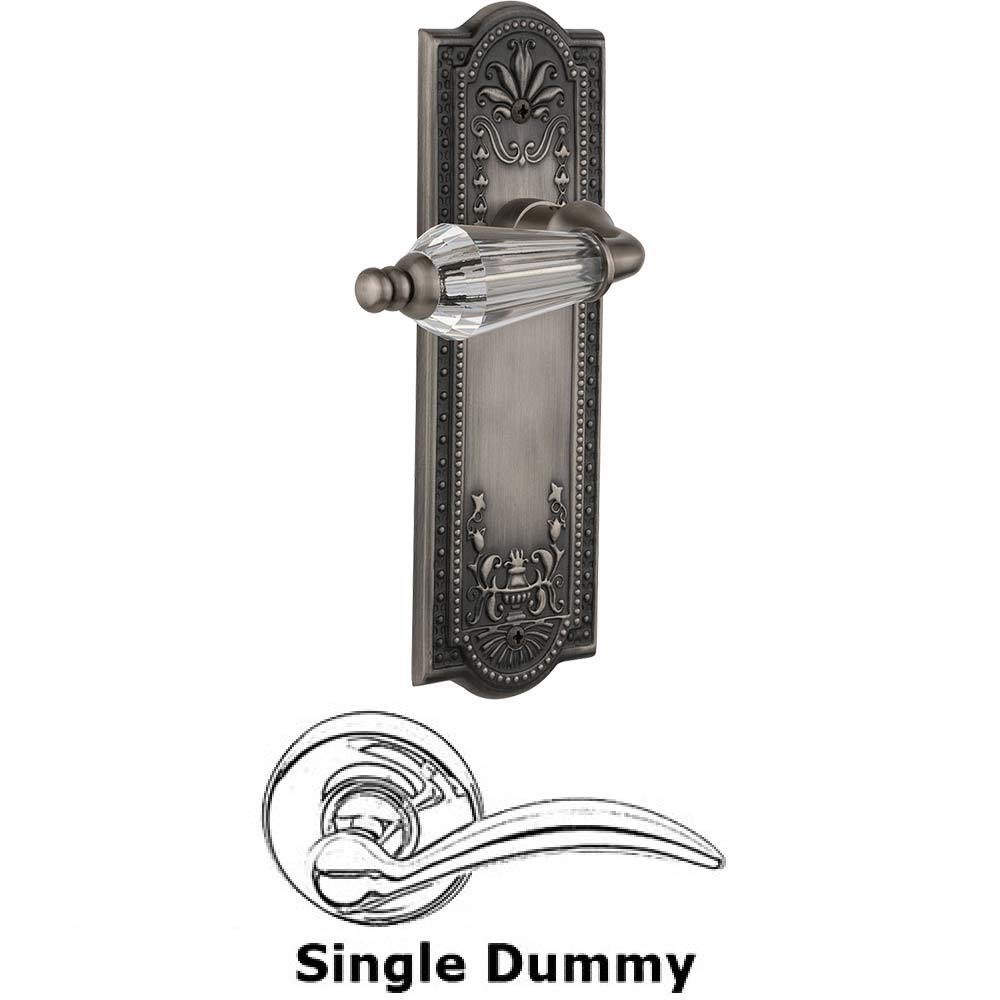Nostalgic Warehouse Single Dummy Lever Without Keyhole - Meadows Plate with Parlour Crystal Lever in Antique Pewter