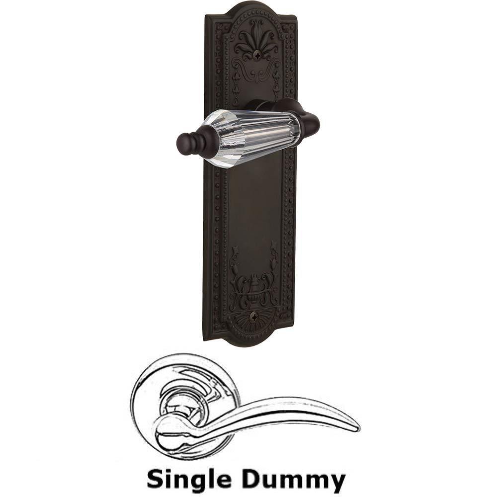 Nostalgic Warehouse Single Dummy Lever Without Keyhole - Meadows Plate with Parlour Crystal Lever in Oil Rubbed Bronze