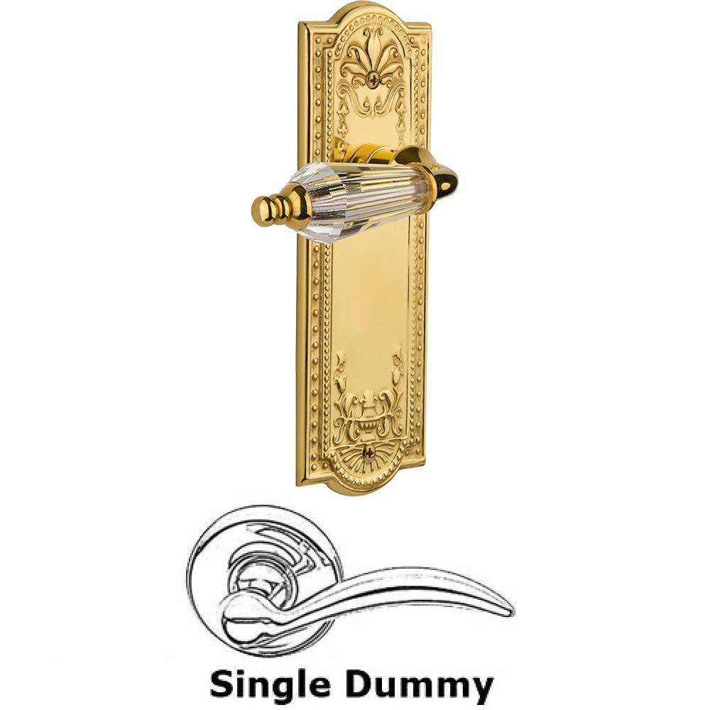 Nostalgic Warehouse Single Dummy Lever Without Keyhole - Meadows Plate with Parlour Crystal Lever in Polished Brass
