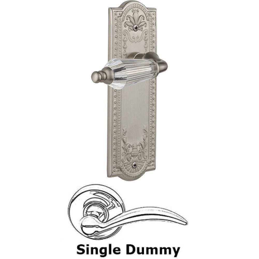 Nostalgic Warehouse Single Dummy Lever Without Keyhole - Meadows Plate with Parlour Crystal Lever in Satin Nickel