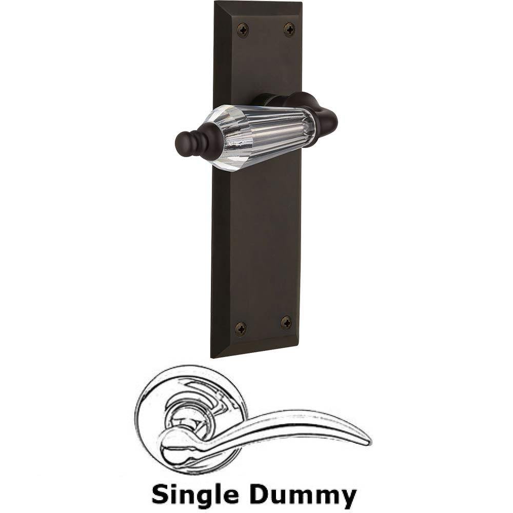 Nostalgic Warehouse Single Dummy Lever Without Keyhole - New York Plate with Parlour Crystal Lever in Oil Rubbed Bronze