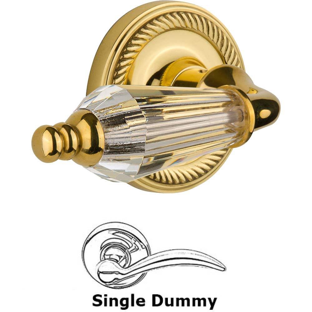 Nostalgic Warehouse Single Dummy Lever Without Keyhole - Rope Rosette with Parlour Crystal Lever in Polished Brass