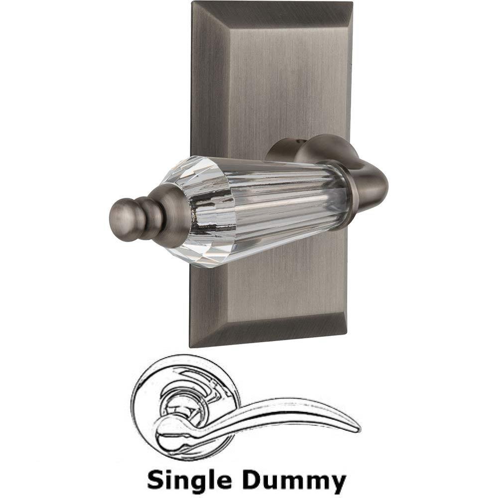 Nostalgic Warehouse Single Dummy Lever Without Keyhole - Studio Plate with Parlour Crystal Lever in Antique Pewter