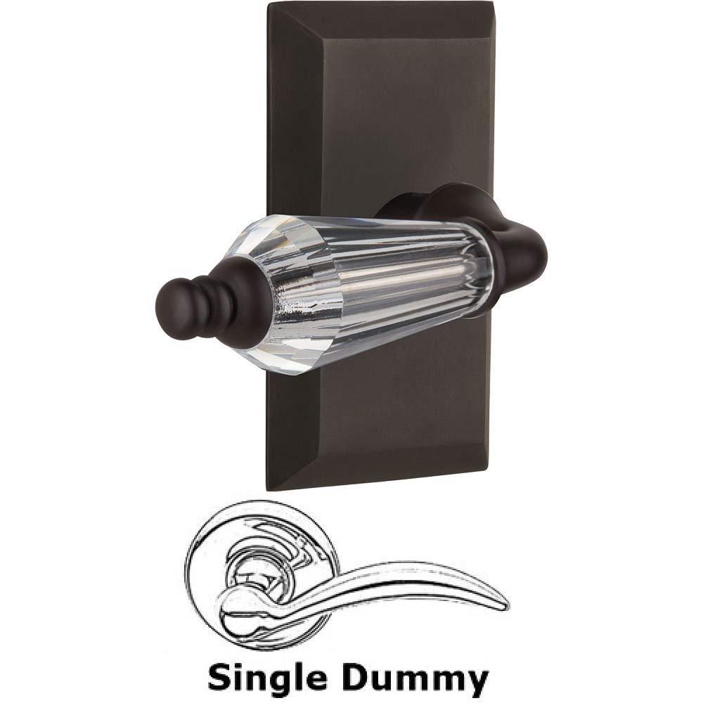 Nostalgic Warehouse Single Dummy Lever Without Keyhole - Studio Plate with Parlour Crystal Lever in Oil Rubbed Bronze