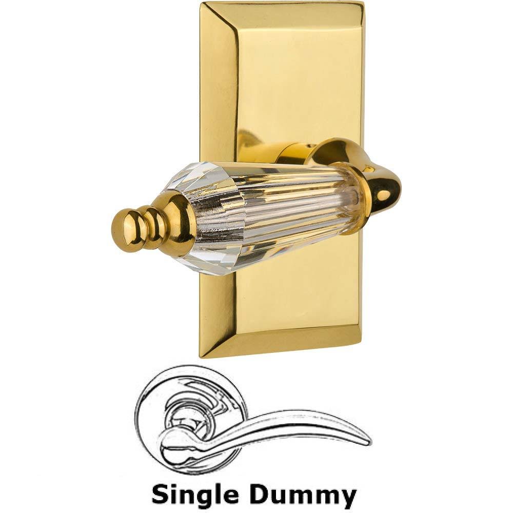 Nostalgic Warehouse Single Dummy Lever Without Keyhole - Studio Plate with Parlour Crystal Lever in Polished Brass