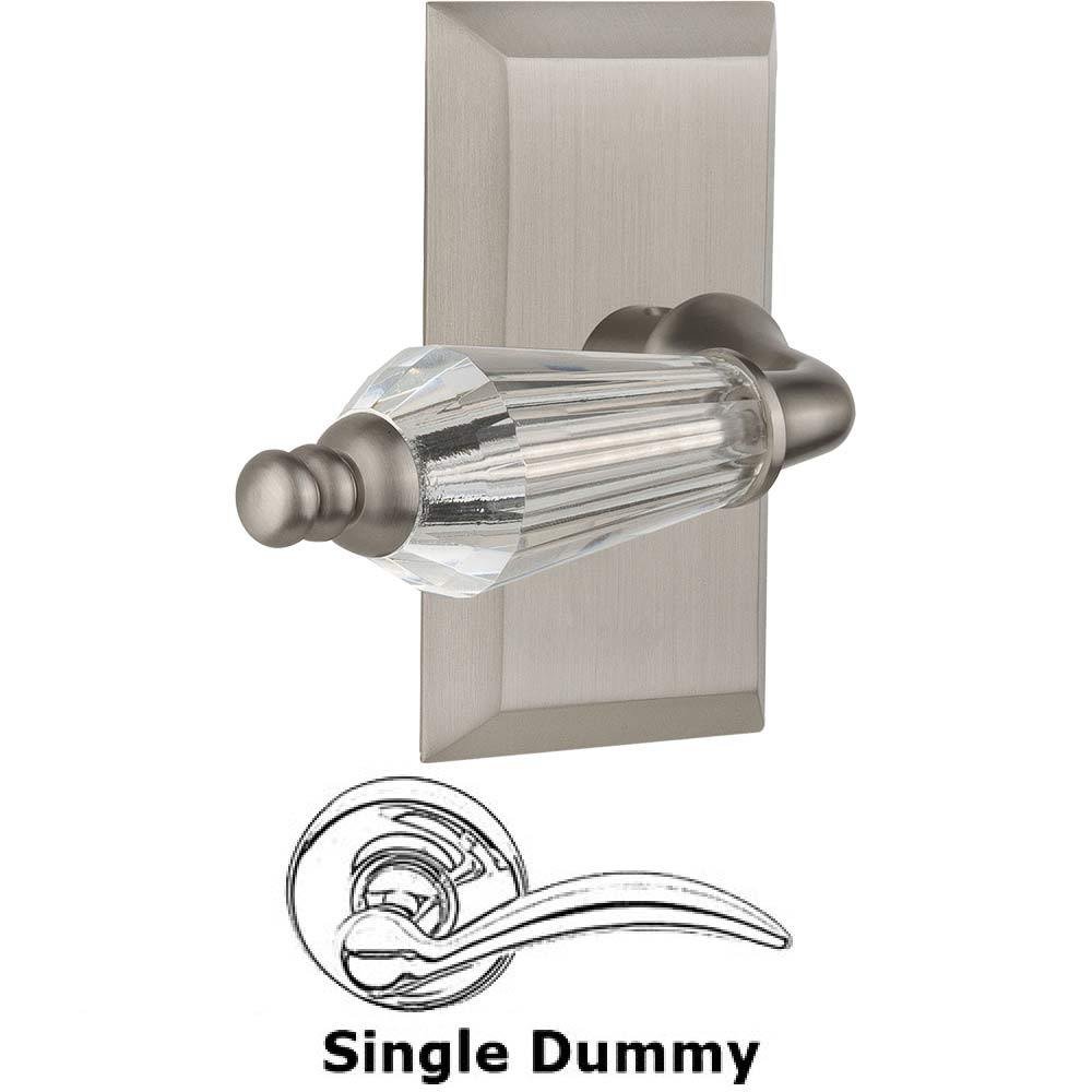 Nostalgic Warehouse Single Dummy Lever Without Keyhole - Studio Plate with Parlour Crystal Lever in Satin Nickel