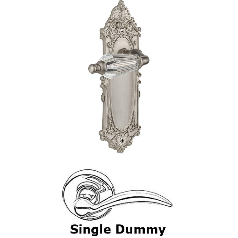 Nostalgic Warehouse Single Dummy Lever Without Keyhole - Victorian Plate with Parlour Crystal Lever in Satin Nickel