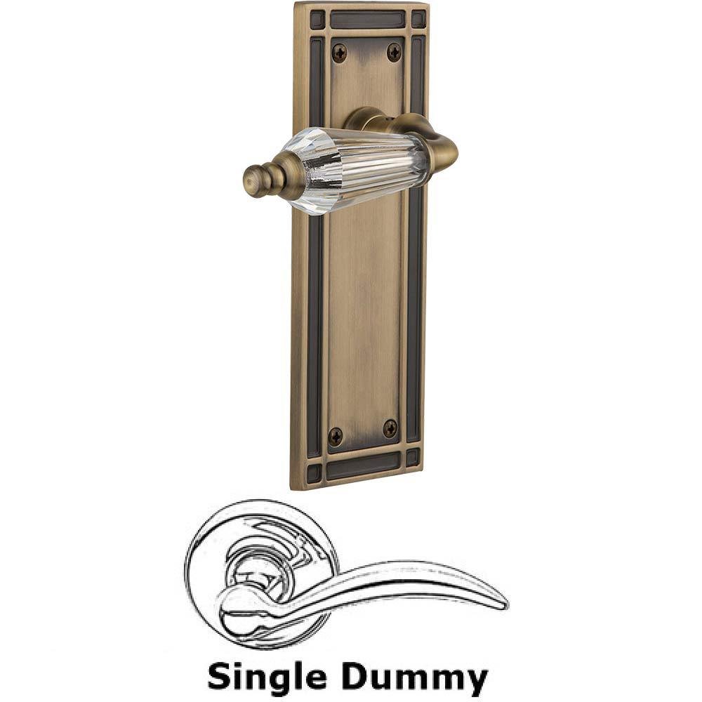 Nostalgic Warehouse Single Dummy Lever Without Keyhole - Mission Plate with Parlour Crystal Lever in Antique Brass