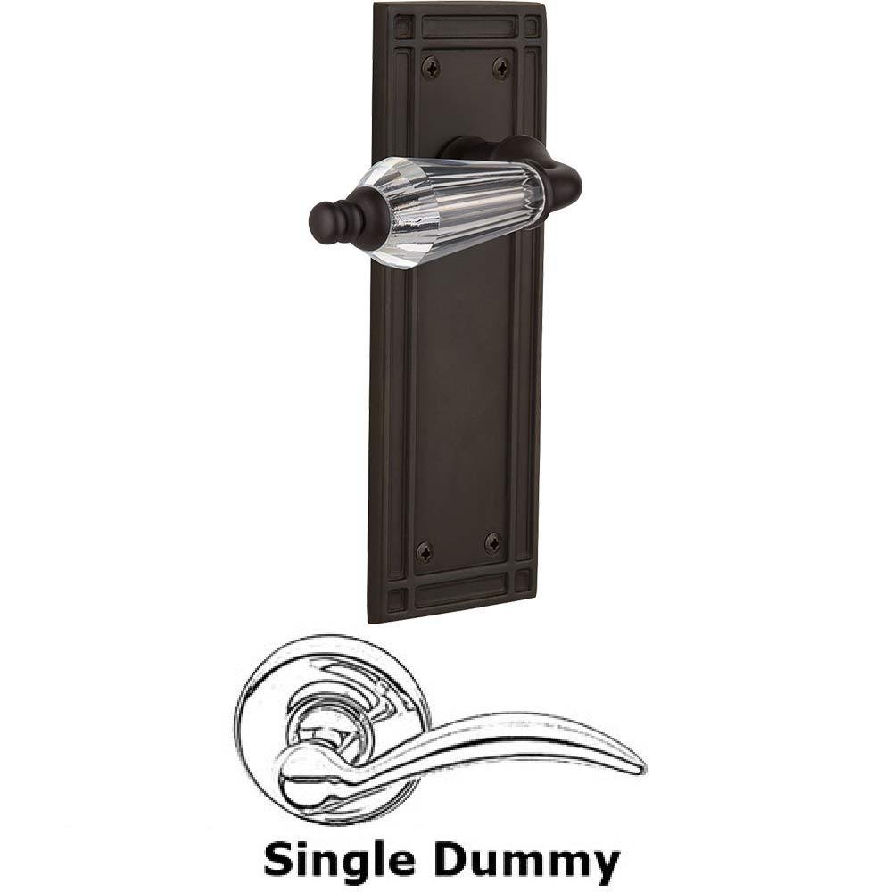 Nostalgic Warehouse Single Dummy Lever Without Keyhole - Mission Plate with Parlour Crystal Lever in Oil Rubbed Bronze