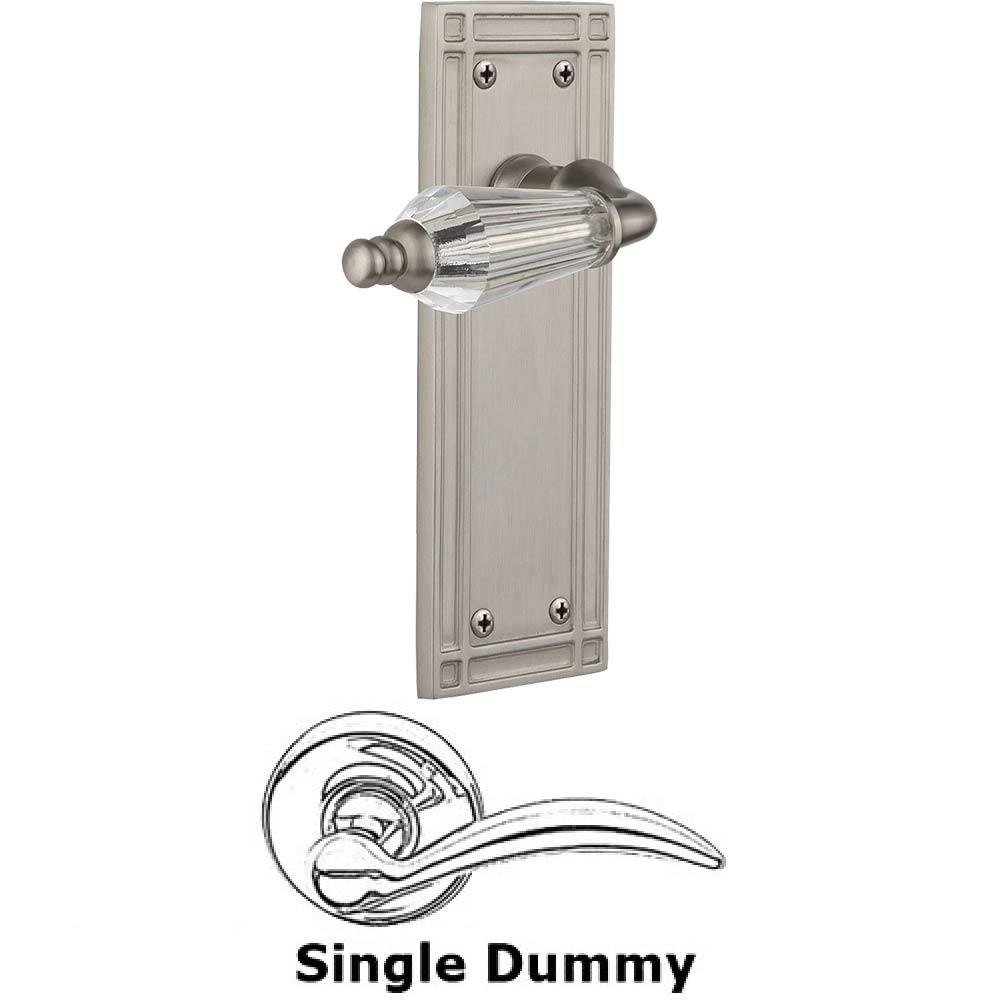 Nostalgic Warehouse Single Dummy Lever Without Keyhole - Mission Plate with Parlour Crystal Lever in Satin Nickel