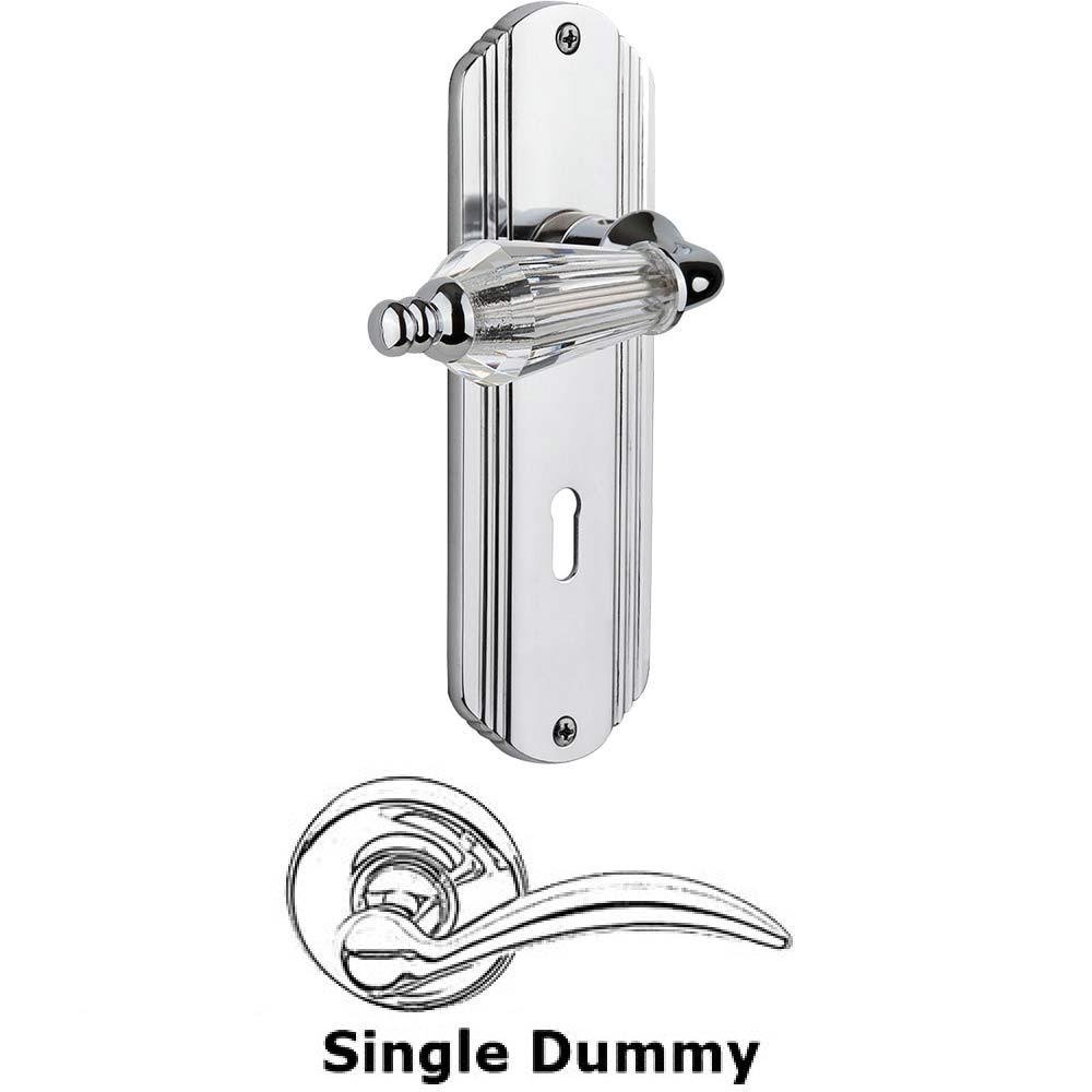 Nostalgic Warehouse Single Dummy Lever With Keyhole - Deco Plate with Parlour Crystal Lever in Bright Chrome