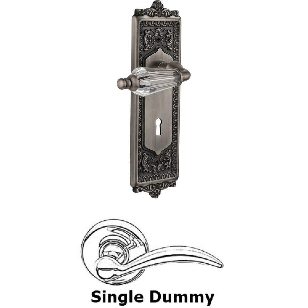 Nostalgic Warehouse Single Dummy Lever With Keyhole - Egg & Dart Plate with Parlour Crystal Lever in Antique Pewter
