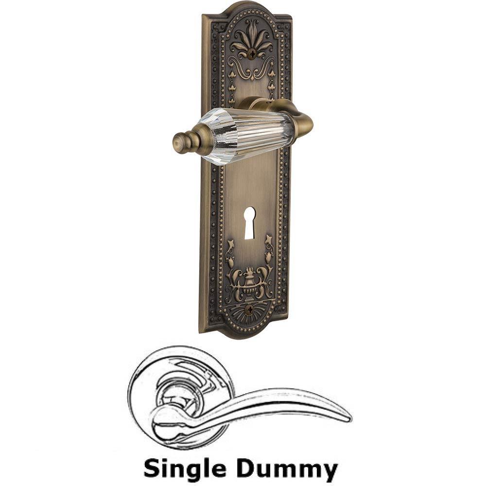 Nostalgic Warehouse Single Dummy Lever With Keyhole - Meadows Plate with Parlour Crystal Lever in Antique Brass