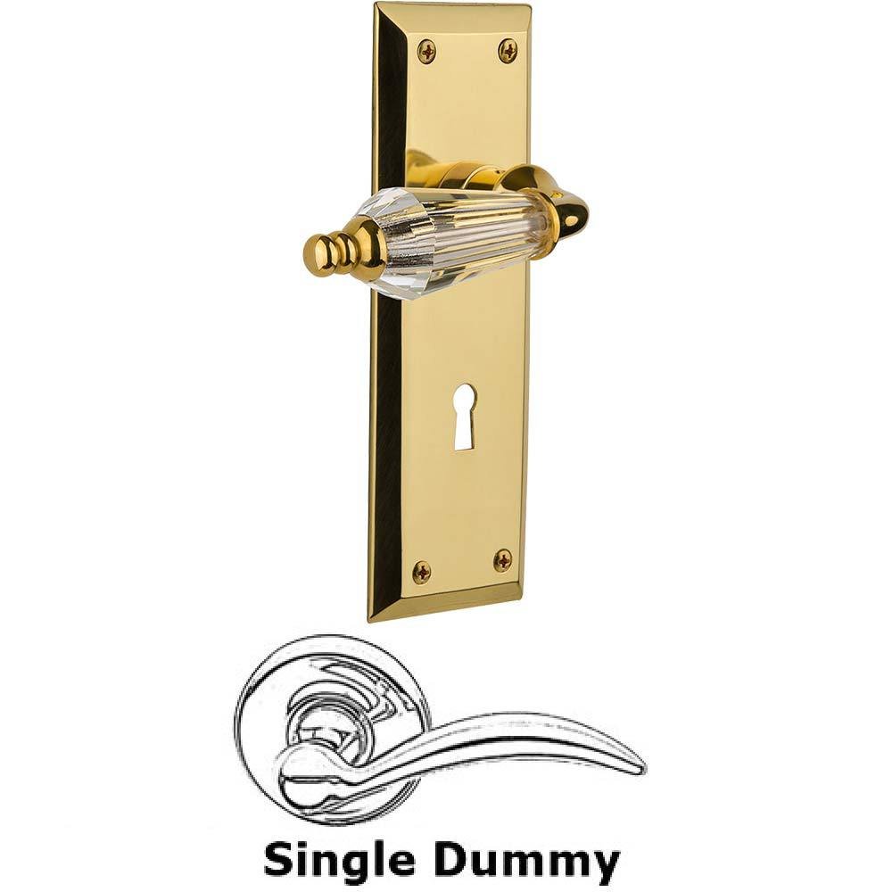 Nostalgic Warehouse Single Dummy Lever With Keyhole - New York Plate with Parlour Crystal Lever in Unlacquered Brass