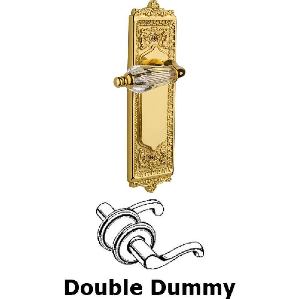 Nostalgic Warehouse Double Dummy Set Without Keyhole - Egg & Dart Plate with Parlour Crystal Lever in Polished Brass